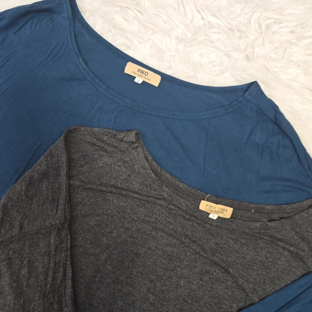 PIKO 1988 Tunic‎ Knit Top Lot Small Teal | Gray Boho Lagenlook